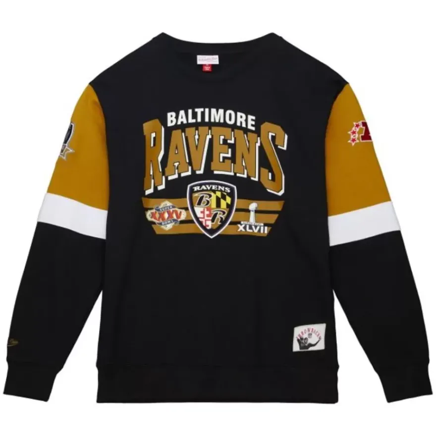 Mitchell & Ness Hoodies & Sweatshirts-All Over Crew 3.0 Baltimore Ravens