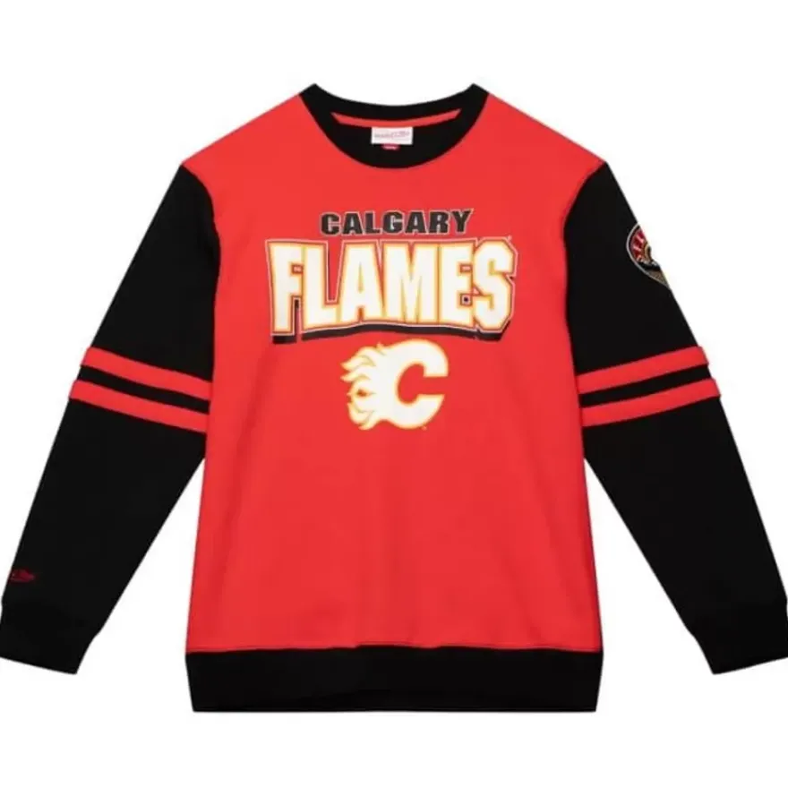 Mitchell & Ness Hoodies & Sweatshirts-All Over Crew 2.0 Calgary Flames