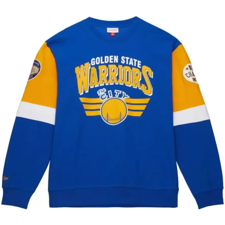 Mitchell & Ness Hoodies & Sweatshirts-All Over Crew 3.0 Golden State Warriors