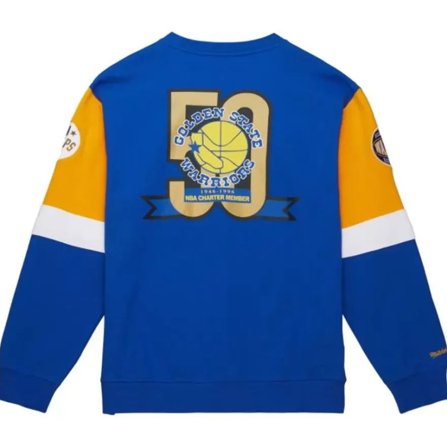 Mitchell & Ness Hoodies & Sweatshirts-All Over Crew 3.0 Golden State Warriors
