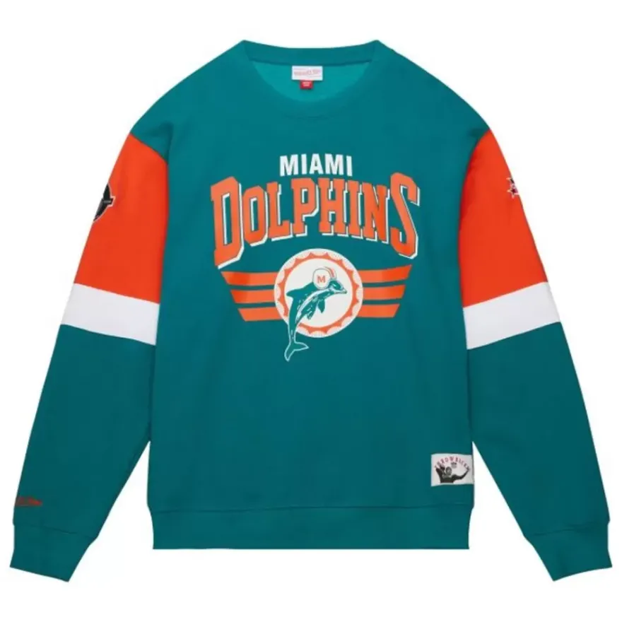 Mitchell & Ness Hoodies & Sweatshirts-All Over Crew 3.0 Miami Dolphins