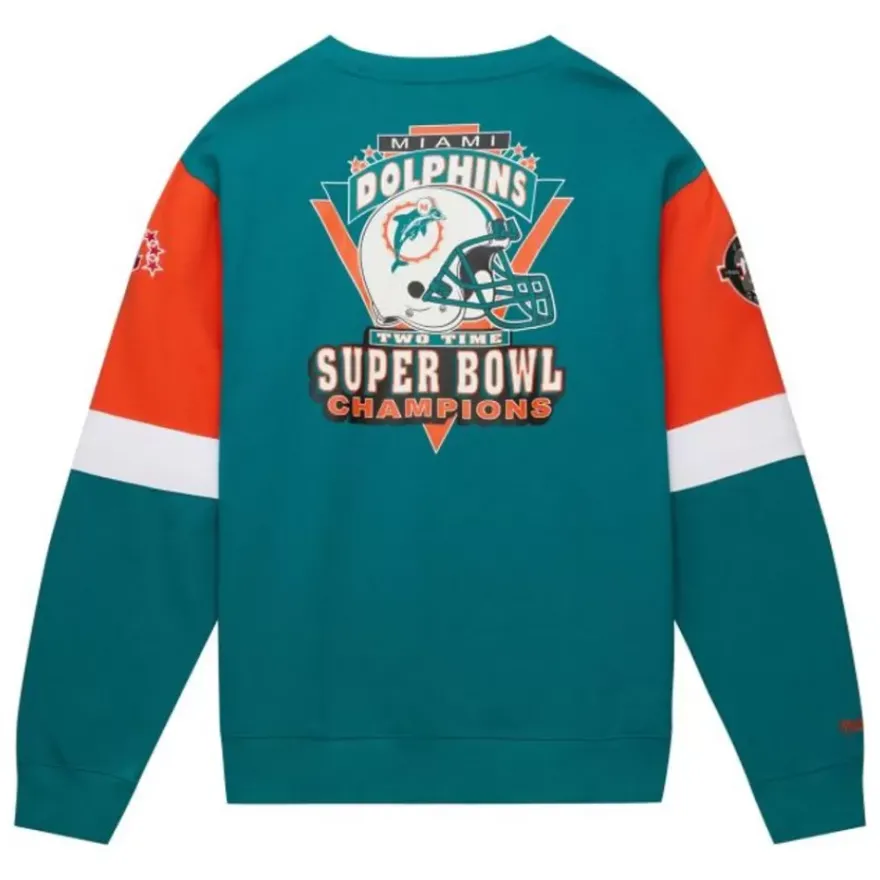Mitchell & Ness Hoodies & Sweatshirts-All Over Crew 3.0 Miami Dolphins