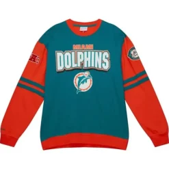 Mitchell & Ness T-Shirts & Tops-All Over Crew 2.0 Miami Dolphins
