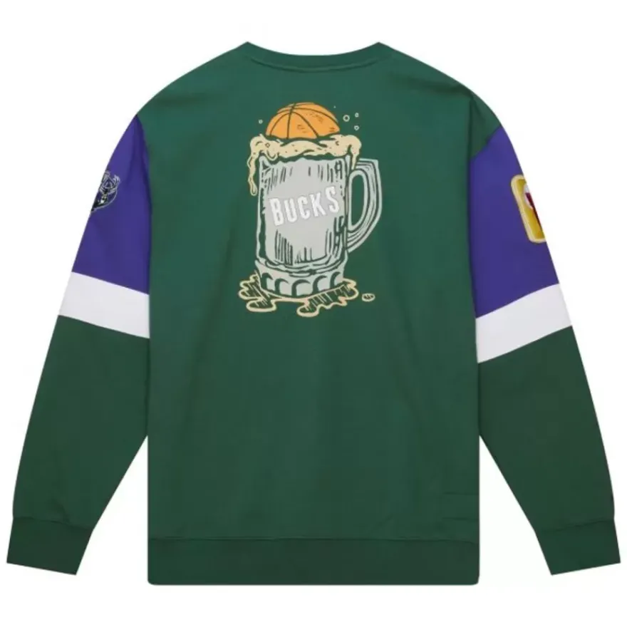 Mitchell & Ness Hoodies & Sweatshirts-All Over Crew 3.0 Milwaukee Bucks