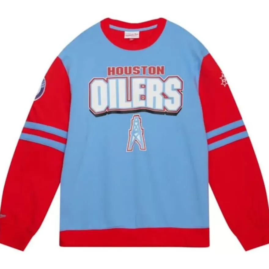 Mitchell & Ness T-Shirts & Tops-All Over Crew 2.0 Tee Houston Oilers