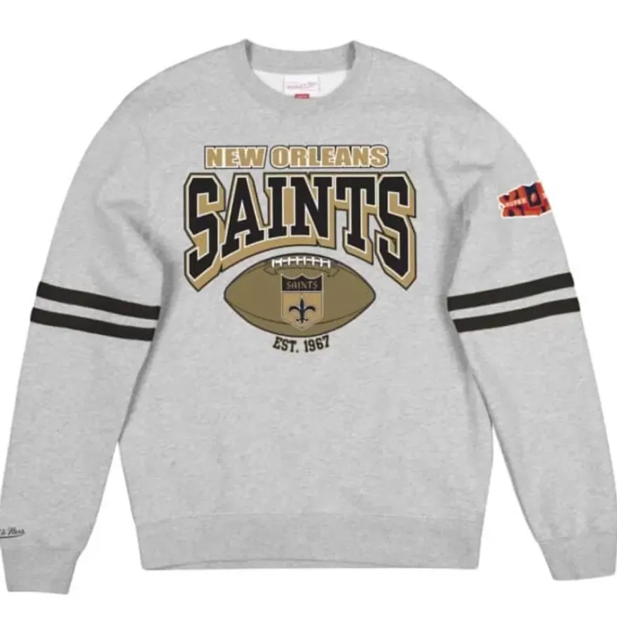 Mitchell & Ness Hoodies & Sweatshirts-All Over Print Fleece Crew New Orleans Saints
