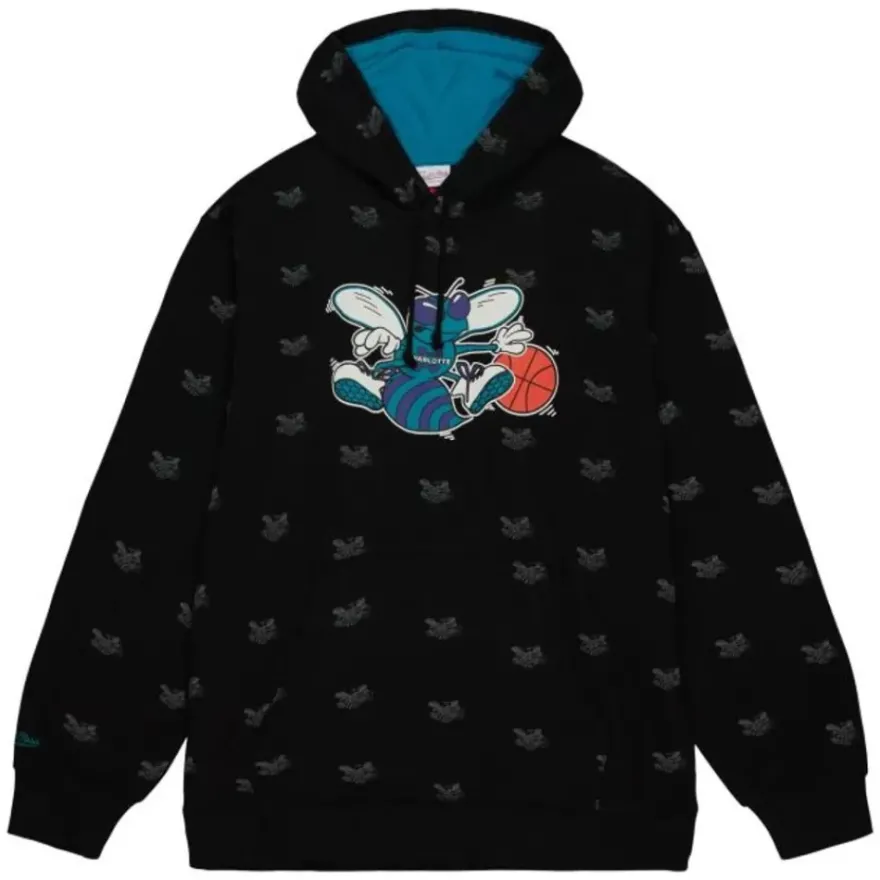 Mitchell & Ness Hoodies & Sweatshirts-Aop Fleece Hoodie Charlotte Hornets