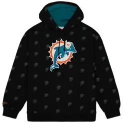 Mitchell & Ness Hoodies & Sweatshirts-Aop Fleece Hoodie Miami Dolphins