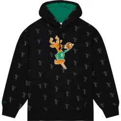 Mitchell & Ness Hoodies & Sweatshirts-Aop Fleece Hoodie Milwaukee Bucks