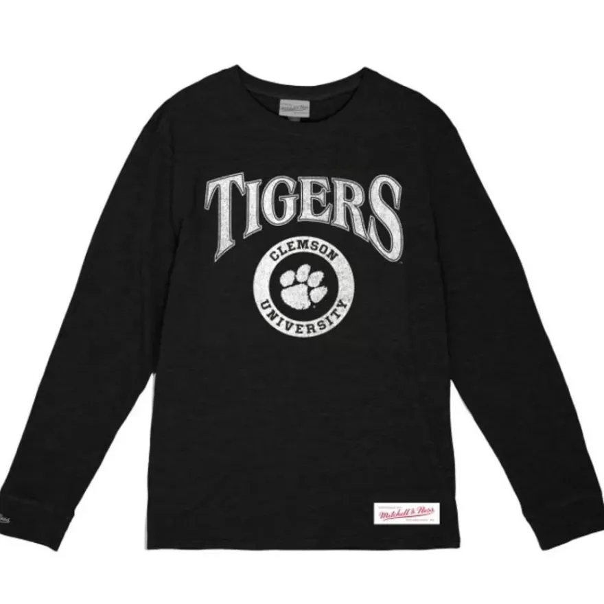 Mitchell & Ness T-Shirts & Tops-Arched Logo Lockup Slub Ls Tee Clemson University