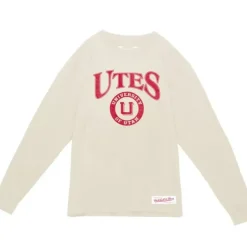 Mitchell & Ness T-Shirts & Tops-Arched Logo Lockup Slub Ls Tee University Of Utah