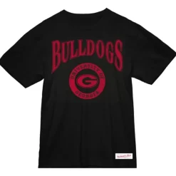 Mitchell & Ness T-Shirts & Tops-Arched Logo Lockup Slub Tee University Of Georgia