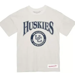 Mitchell & Ness T-Shirts & Tops-Arched Logo Lockup Slub Tee University Of Connecticut