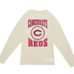 Mitchell & Ness T-Shirts & Tops-Arched Logo Slub Ls Tee Cincinnati Reds
