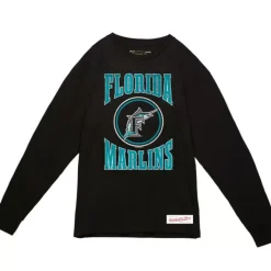 Mitchell & Ness T-Shirts & Tops-Arched Logo Slub Ls Tee Florida Marlins