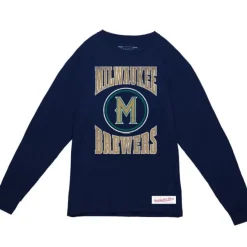 Mitchell & Ness T-Shirts & Tops-Arched Logo Slub Ls Tee Milwaukee Brewers