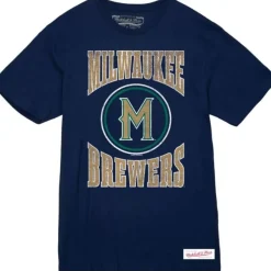 Mitchell & Ness T-Shirts & Tops-Arched Logo Slub Tee Milwaukee Brewers