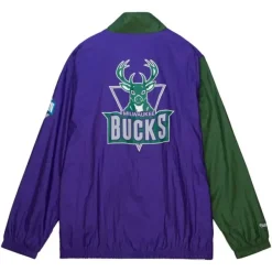 Mitchell & Ness Jackets & Outerwear-Arched Retro Lined Windbreaker Milwaukee Bucks
