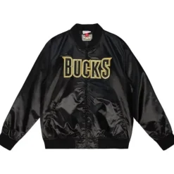 Mitchell & Ness Jackets & Outerwear-Big Face 4.0 Satin Jacket Milwaukee Bucks