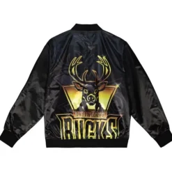 Mitchell & Ness Jackets & Outerwear-Big Face 4.0 Satin Jacket Milwaukee Bucks