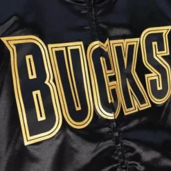 Mitchell & Ness Jackets & Outerwear-Big Face 4.0 Satin Jacket Milwaukee Bucks