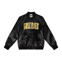 Mitchell & Ness Jackets & Outerwear-Big Face 4.0 Satin Jacket Vancouver Grizzlies