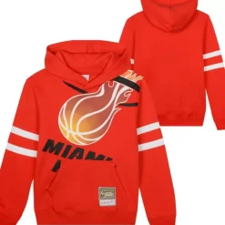 Mitchell & Ness Big Kids-Big Face Fleece Hoodie Miami Heat