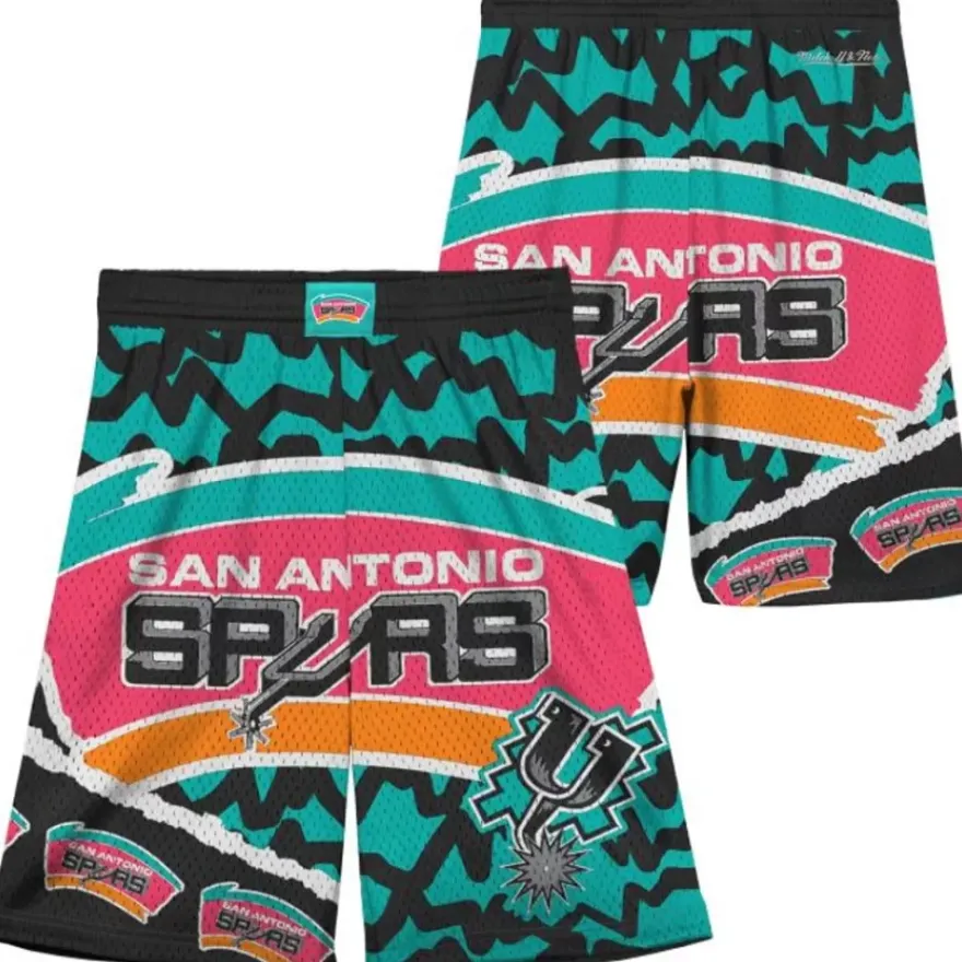 Mitchell & Ness Big Kids-Big Face Jumbotron Mesh Shorts San Antonio Spurs
