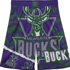 Mitchell & Ness Big Kids-Big Face Jumbotron Mesh Shorts Milwaukee Bucks