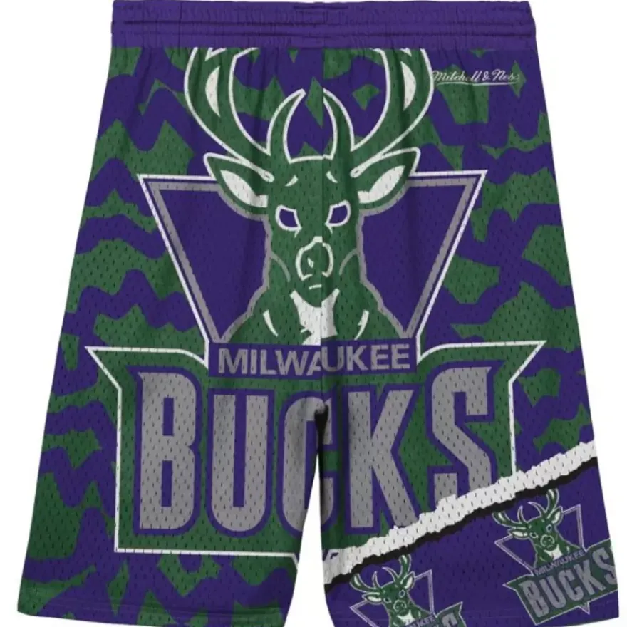 Mitchell & Ness Big Kids-Big Face Jumbotron Mesh Shorts Milwaukee Bucks