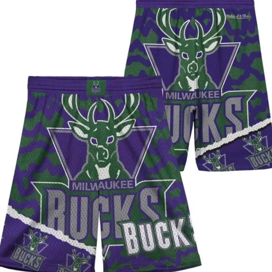 Mitchell & Ness Big Kids-Big Face Jumbotron Mesh Shorts Milwaukee Bucks