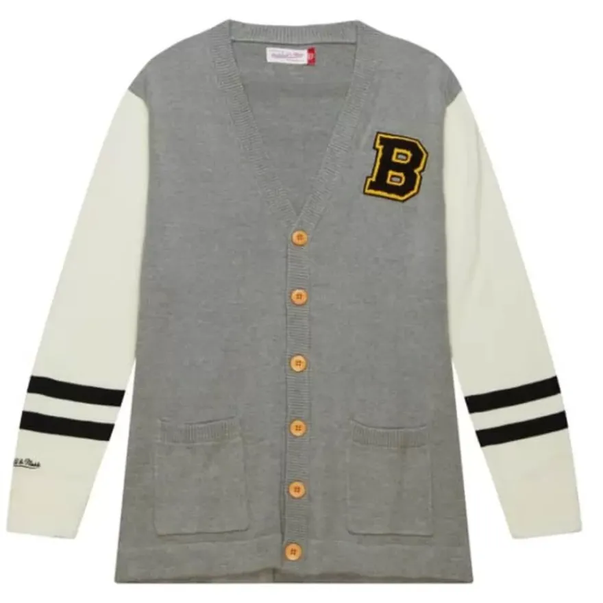 Mitchell & Ness Hoodies & Sweatshirts-Cardigan Sweater Boston Bruins