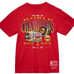 Mitchell & Ness T-Shirts & Tops-Championship Rings Tee Red Houston Rockets