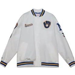 Mitchell & Ness Jackets & Outerwear-City Collection Lightweight Satin Jacket Milwaukee Brewers