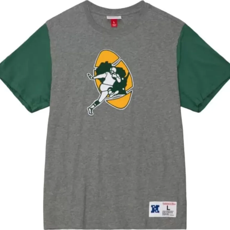 Mitchell & Ness T-Shirts & Tops-Color Blocked S/S Tee Green Bay Packers
