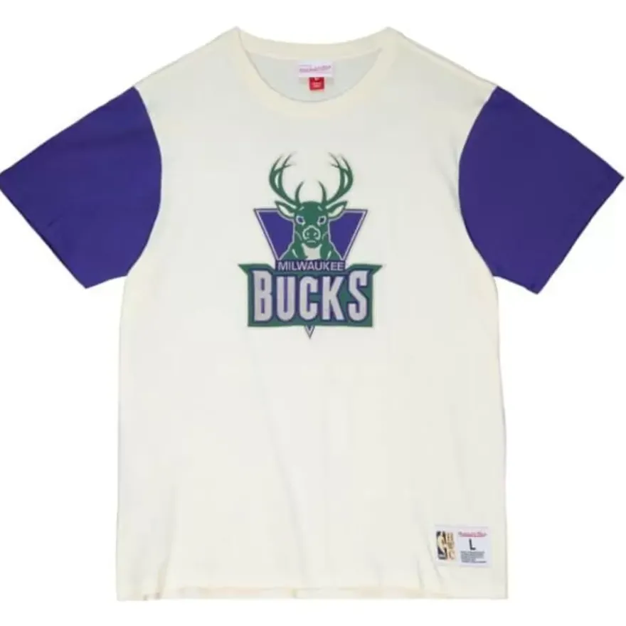 Mitchell & Ness T-Shirts & Tops-Color Blocked S/S Tee Milwaukee Bucks