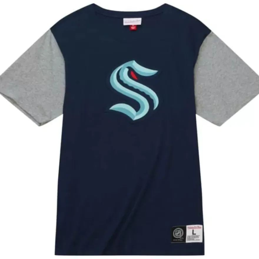 Mitchell & Ness T-Shirts & Tops-Color Blocked Ss Tee Seattle Kraken