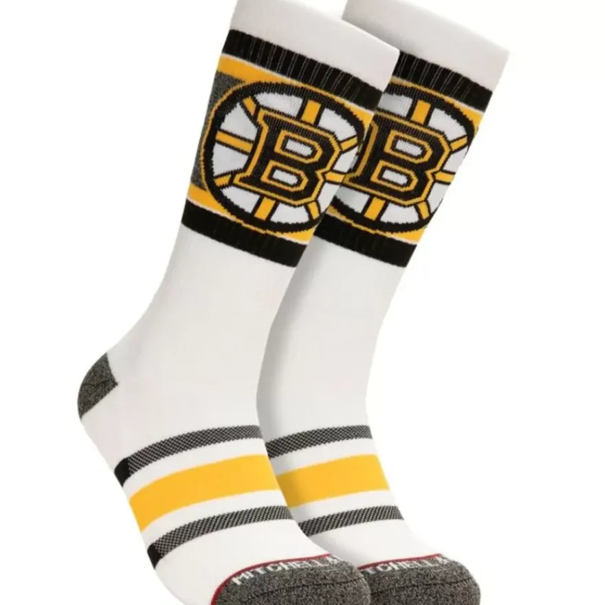 Mitchell & Ness Accessories-Cross Bar Crew Socks Boston Bruins