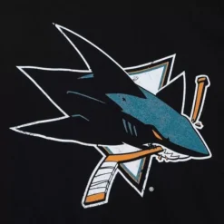 Mitchell & Ness T-Shirts & Tops-Distressed Basic Logo Tee San Jose Sharks
