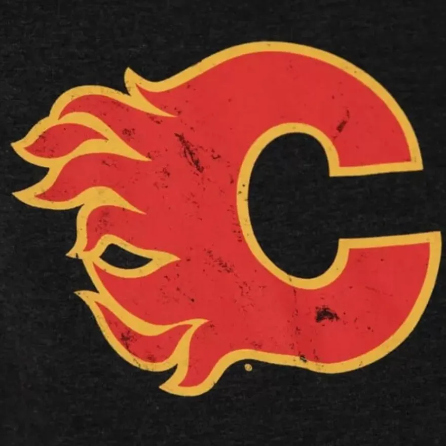 Mitchell & Ness Hoodies & Sweatshirts-Distressed Logo Hoody Calgary Flames