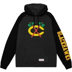 Mitchell & Ness Hoodies & Sweatshirts-Distressed Logo Hoody Chicago Blackhawks