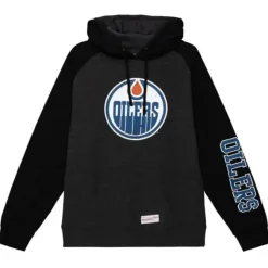 Mitchell & Ness Hoodies & Sweatshirts-Distressed Logo Hoody Edmonton Oilers
