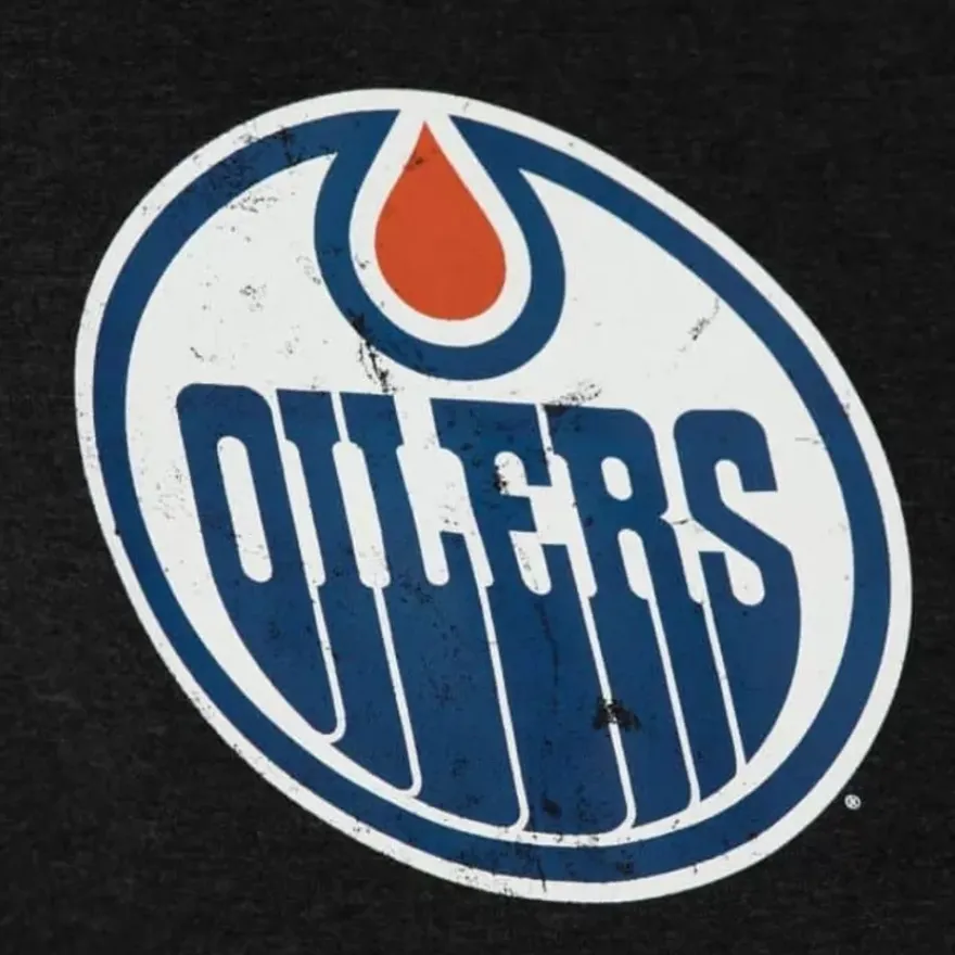 Mitchell & Ness Hoodies & Sweatshirts-Distressed Logo Hoody Edmonton Oilers