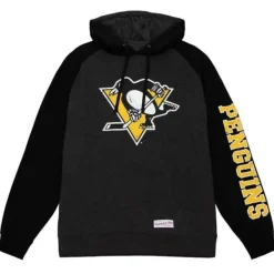 Mitchell & Ness Hoodies & Sweatshirts-Distressed Logo Hoody Pittsburgh Penguins