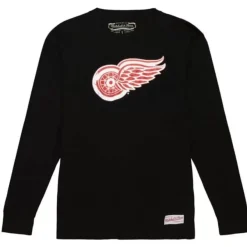 Mitchell & Ness T-Shirts & Tops-Distressed Logo Ls Tee Detroit Red Wings