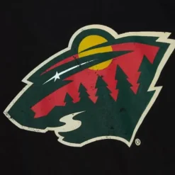 Mitchell & Ness T-Shirts & Tops-Distressed Logo Ls Tee Minnesota Wild