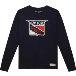 Mitchell & Ness T-Shirts & Tops-Distressed Logo Ls Tee New York Rangers