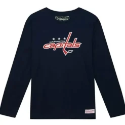 Mitchell & Ness T-Shirts & Tops-Distressed Logo Ls Tee Washington Capitals