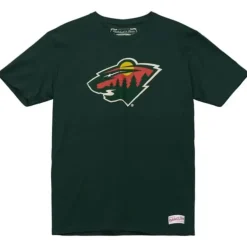 Mitchell & Ness T-Shirts & Tops-Distressed Logo Tee Minnesota Wild
