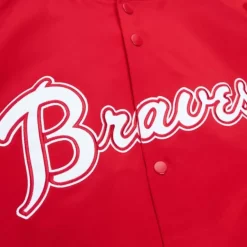 Mitchell & Ness Jackets & Outerwear-Double Clutch Lightweight Satin Jacket Atlanta Braves